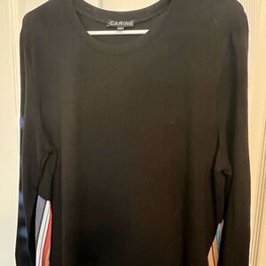 Carine Black Long Sleeve Top with Striped Sides